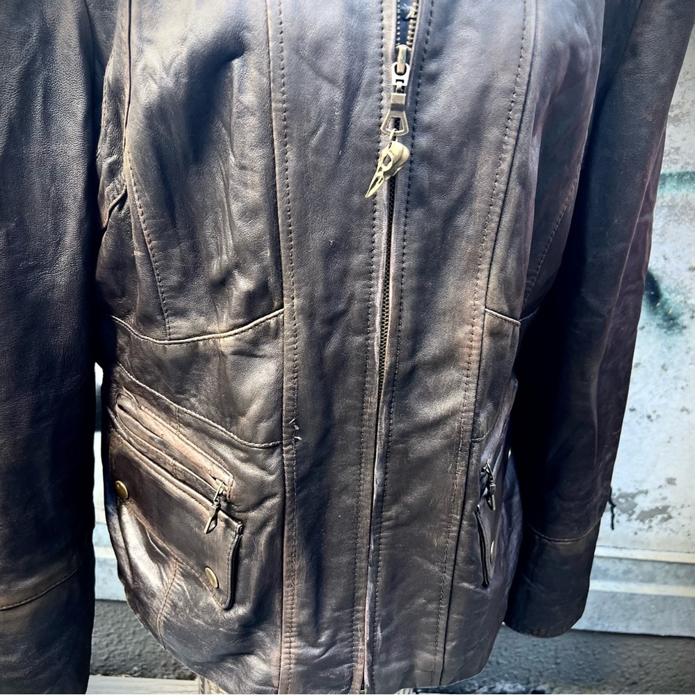 Vintage Lamb Leather Bomber Jacket Anorak Large-XL - Picture 7 of 16